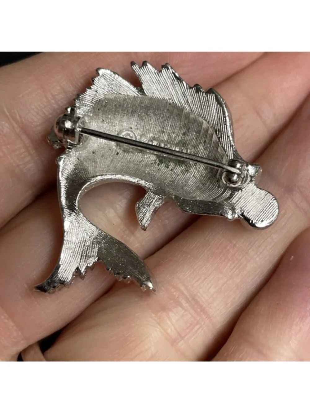Vintage Signed Kramer Silver-Tone Fish Brooch Rare Pin